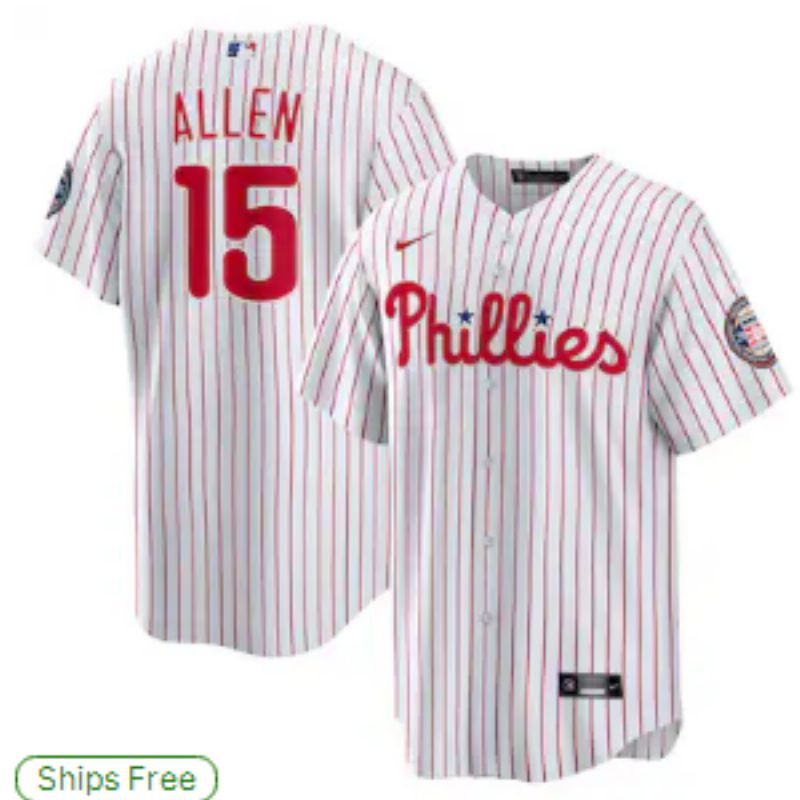 Men 2025 Philadelphia Phillies #15 Allen White Stripe Game Nike MLB Jersey style 01->los angeles dodgers->MLB Jersey